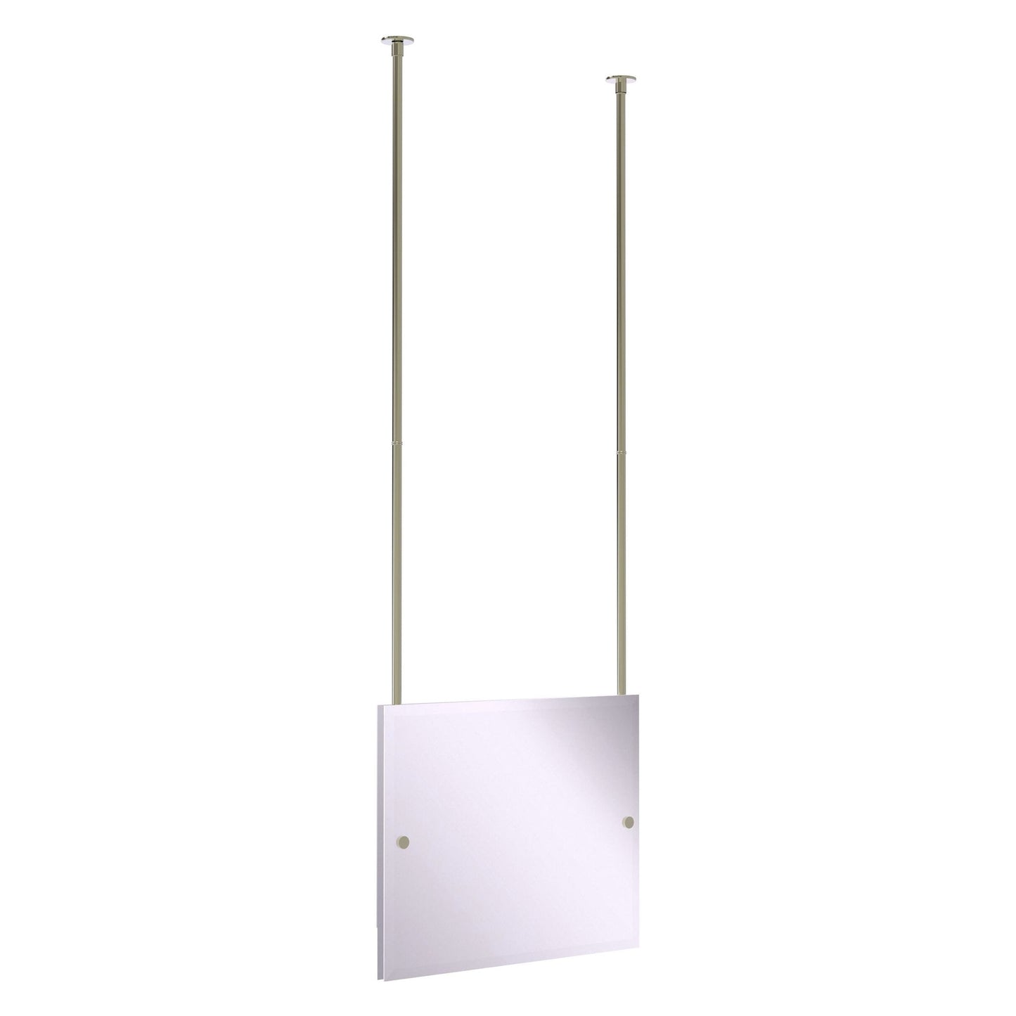 Allied Brass CH-93 26" x 2.5" Polished Nickel Solid Brass Frameless Rectangular Landscape Ceiling Hung Mirror With Beveled Edge