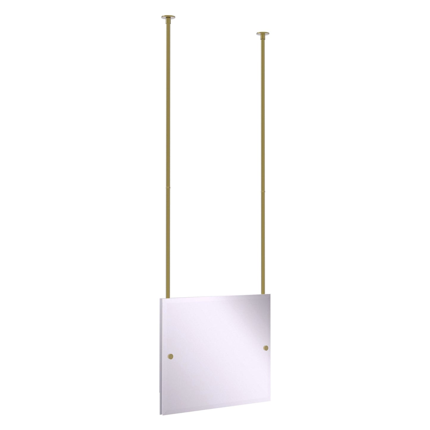 Allied Brass CH-93 26" x 2.5" Satin Brass Solid Brass Frameless Rectangular Landscape Ceiling Hung Mirror With Beveled Edge