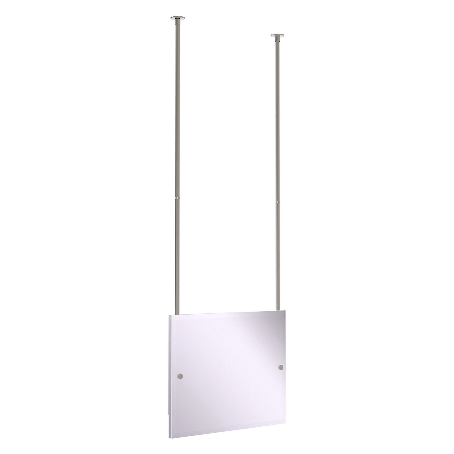 Allied Brass CH-93 26" x 2.5" Satin Nickel Solid Brass Frameless Rectangular Landscape Ceiling Hung Mirror With Beveled Edge