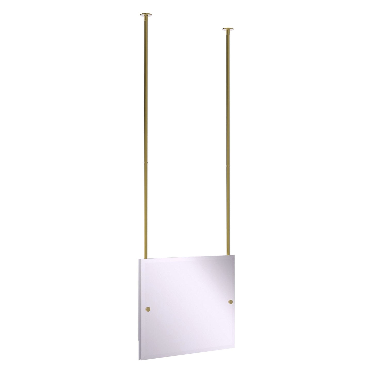 Allied Brass CH-93 26" x 2.5" Unlacquered Brass Solid Brass Frameless Rectangular Landscape Ceiling Hung Mirror With Beveled Edge