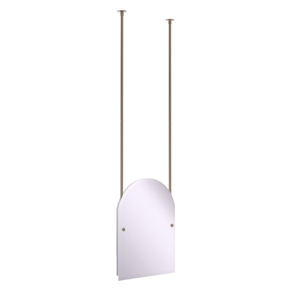 Allied Brass CH-94 21" x 2.5" Antique Pewter Solid Brass Frameless Arched Top Ceiling Hung Mirror