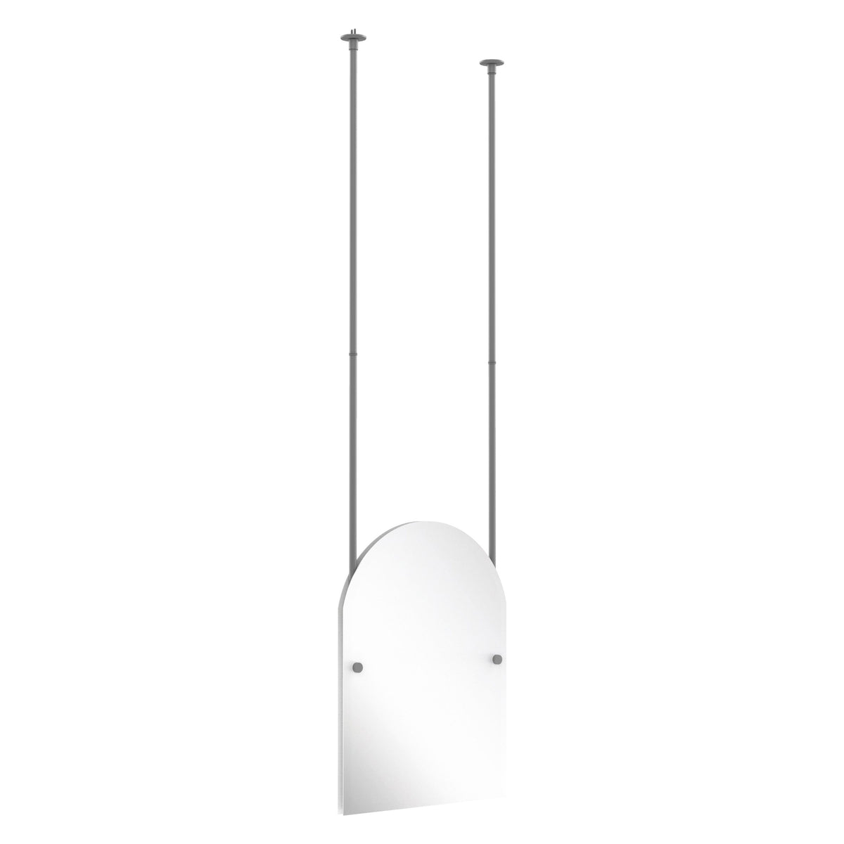 Allied Brass CH-94 21" x 2.5" Matte Gray Solid Brass Frameless Arched Top Ceiling Hung Mirror