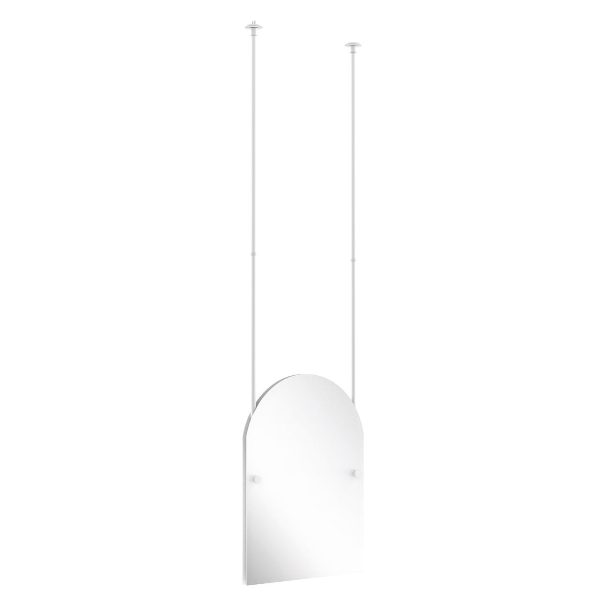 Allied Brass CH-94 21" x 2.5" Matte White Solid Brass Frameless Arched Top Ceiling Hung Mirror