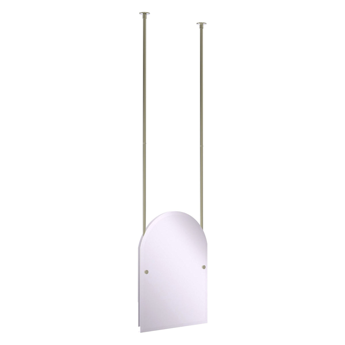 Allied Brass CH-94 21" x 2.5" Polished Nickel Solid Brass Frameless Arched Top Ceiling Hung Mirror