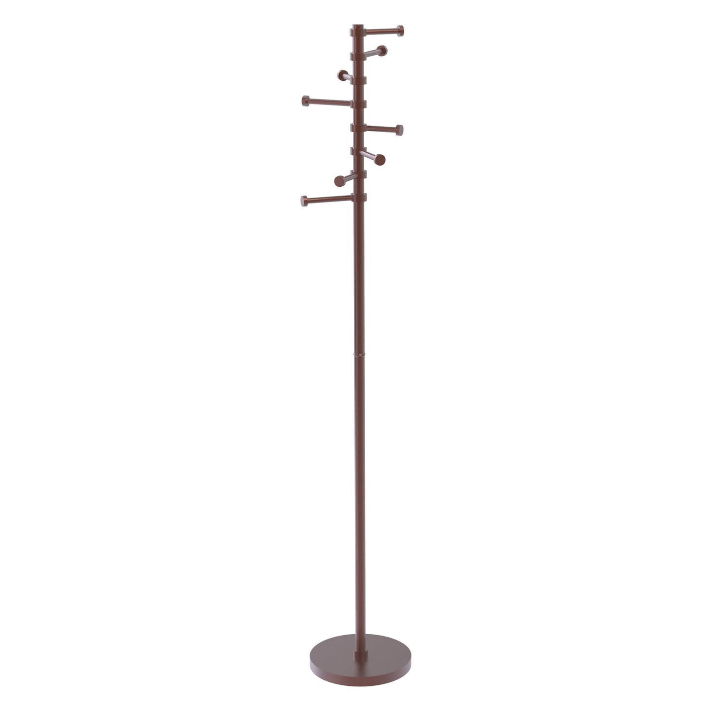 Allied Brass CS-1 10" x 10" Antique Copper Solid Brass Free Standing Coat Rack With Six Pivoting Pegs
