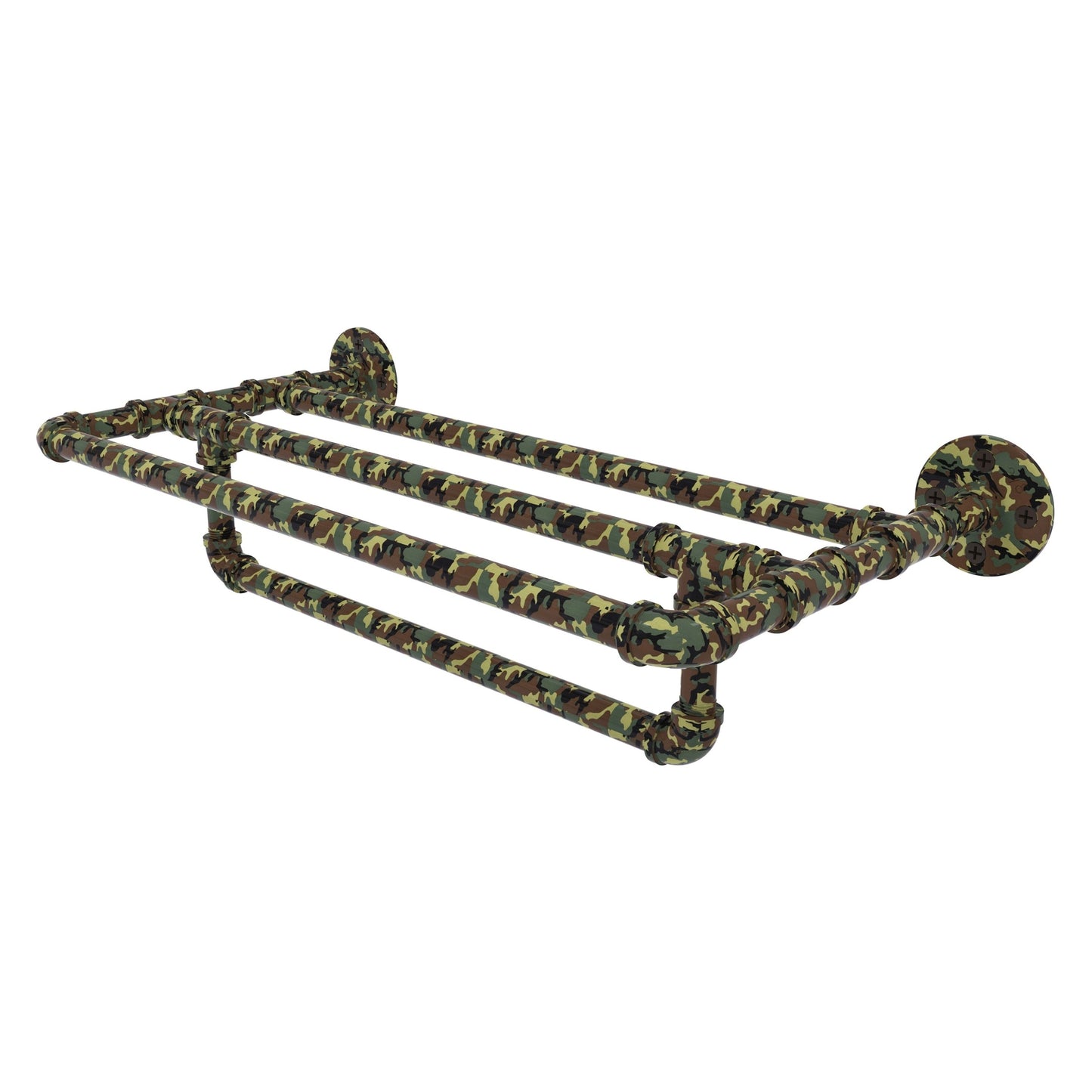 Allied Brass Camo 18" x 10.8" Military Camo Solid Brass Wall-Mounted Towel Shelf With Towel Bar