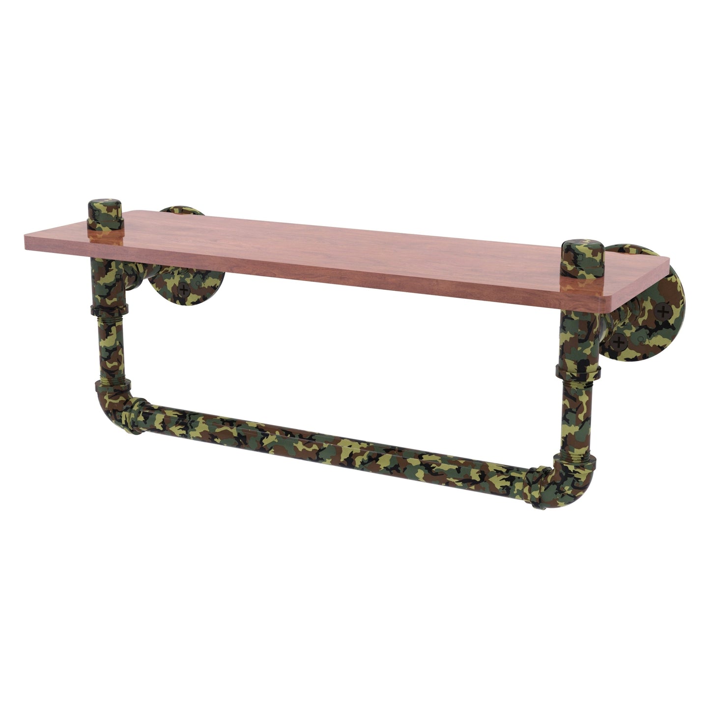 Allied Brass Camo 22" x 5.6" Military Camo Solid Brass Wood Shelf With Towel Bar