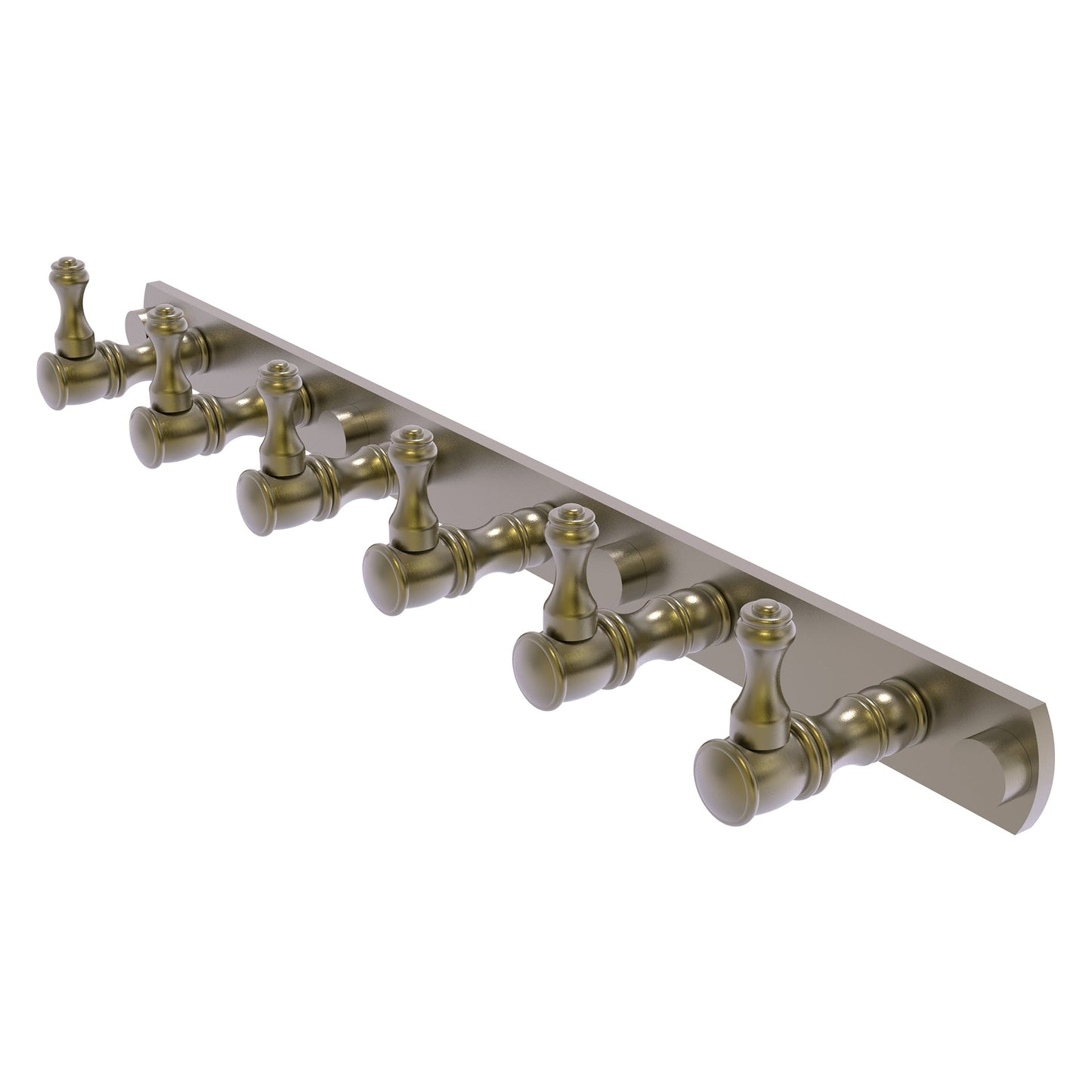 Allied Brass Carolina 15.5" x 2.4" Antique Brass Solid Brass 6-Position Tie and Belt Rack