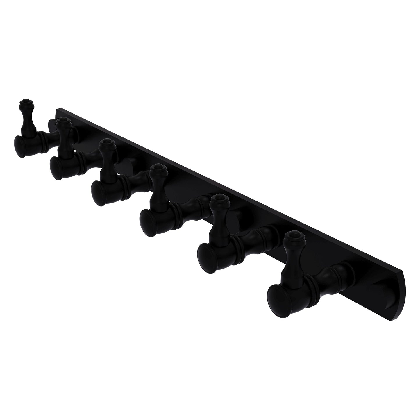 Allied Brass Carolina 15.5" x 2.4" Matte Black Solid Brass 6-Position Tie and Belt Rack
