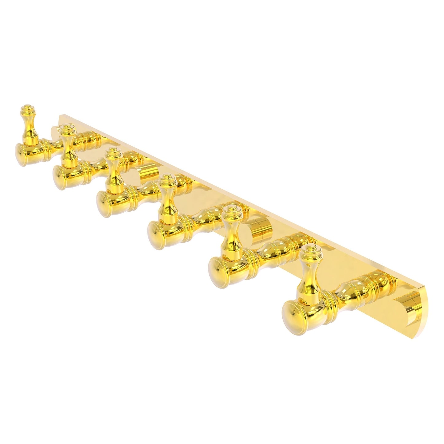 Allied Brass Carolina 15.5" x 2.4" Polished Brass Solid Brass 6-Position Tie and Belt Rack