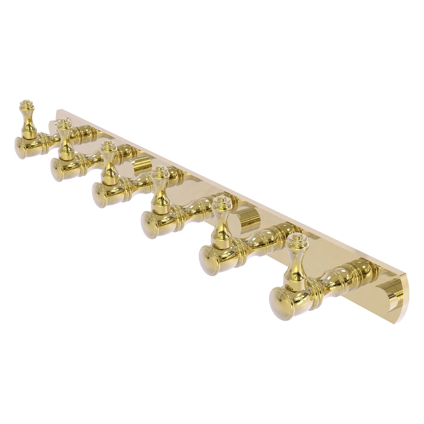 Allied Brass Carolina 15.5" x 2.4" Unlacquered Brass Solid Brass 6-Position Tie and Belt Rack