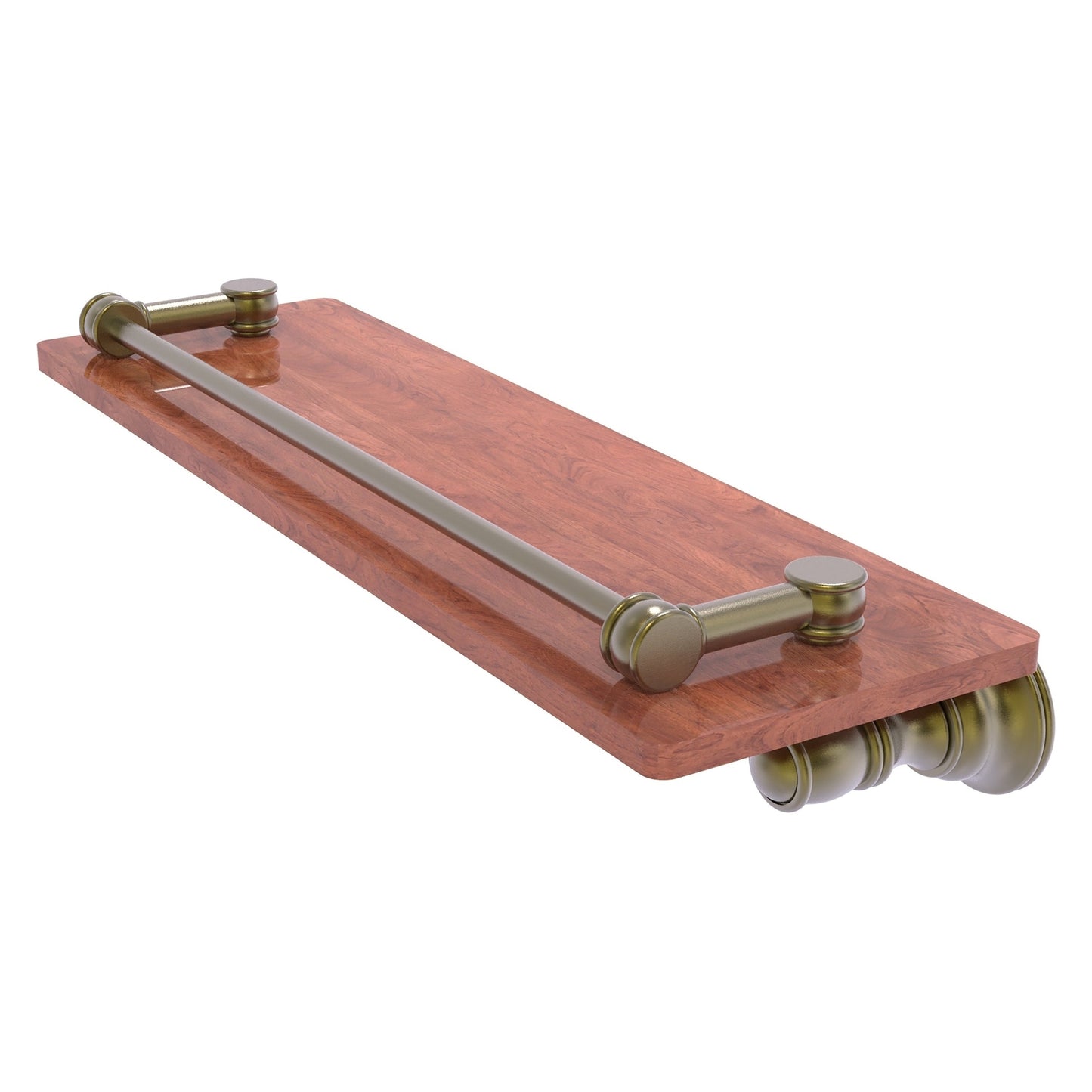 Allied Brass Carolina 16" x 5.54" Antique Brass Solid Brass Wood Shelf With Gallery Rail