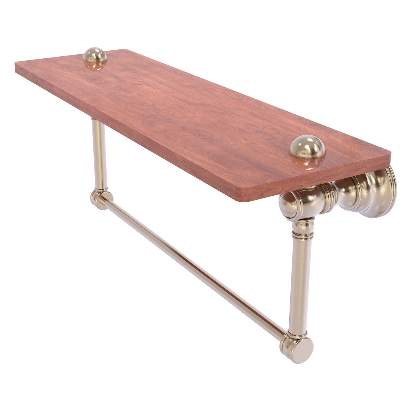 Allied Brass Carolina 16" x 5.54" Antique Pewter Solid Brass Wood Shelf With Integrated Towel Bar
