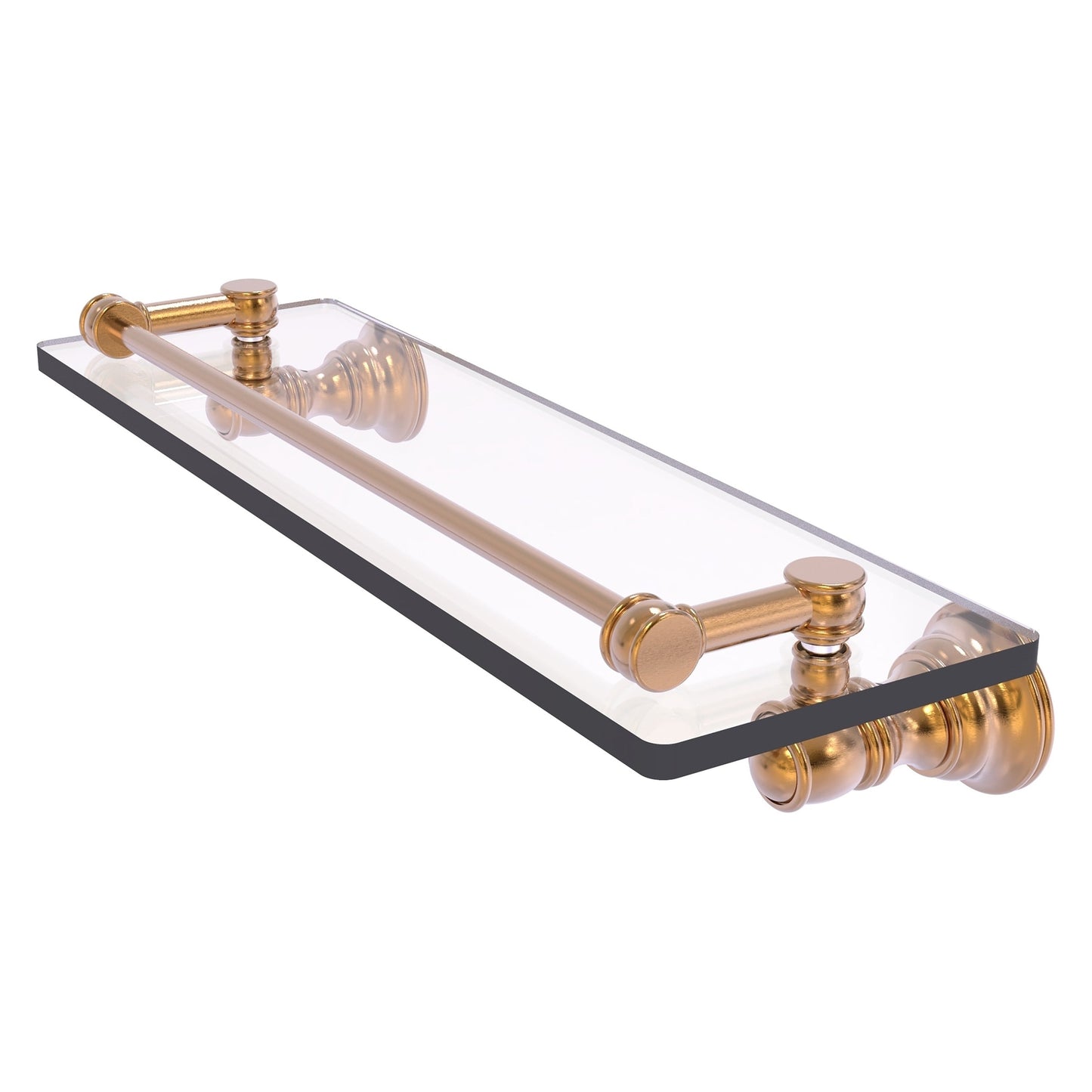 Allied Brass Carolina 16" x 5.54" Brushed Bronze Solid Brass Glass Shelf With Gallery Rail