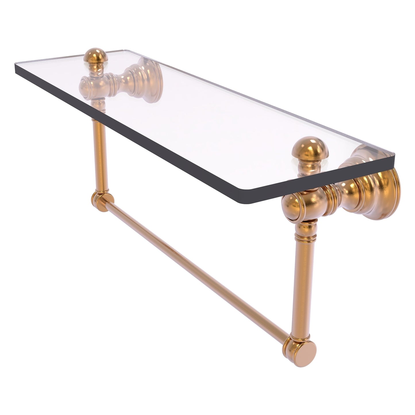 Allied Brass Carolina 16" x 5.54" Brushed Bronze Solid Brass Glass Shelf With Integrated Towel Bar