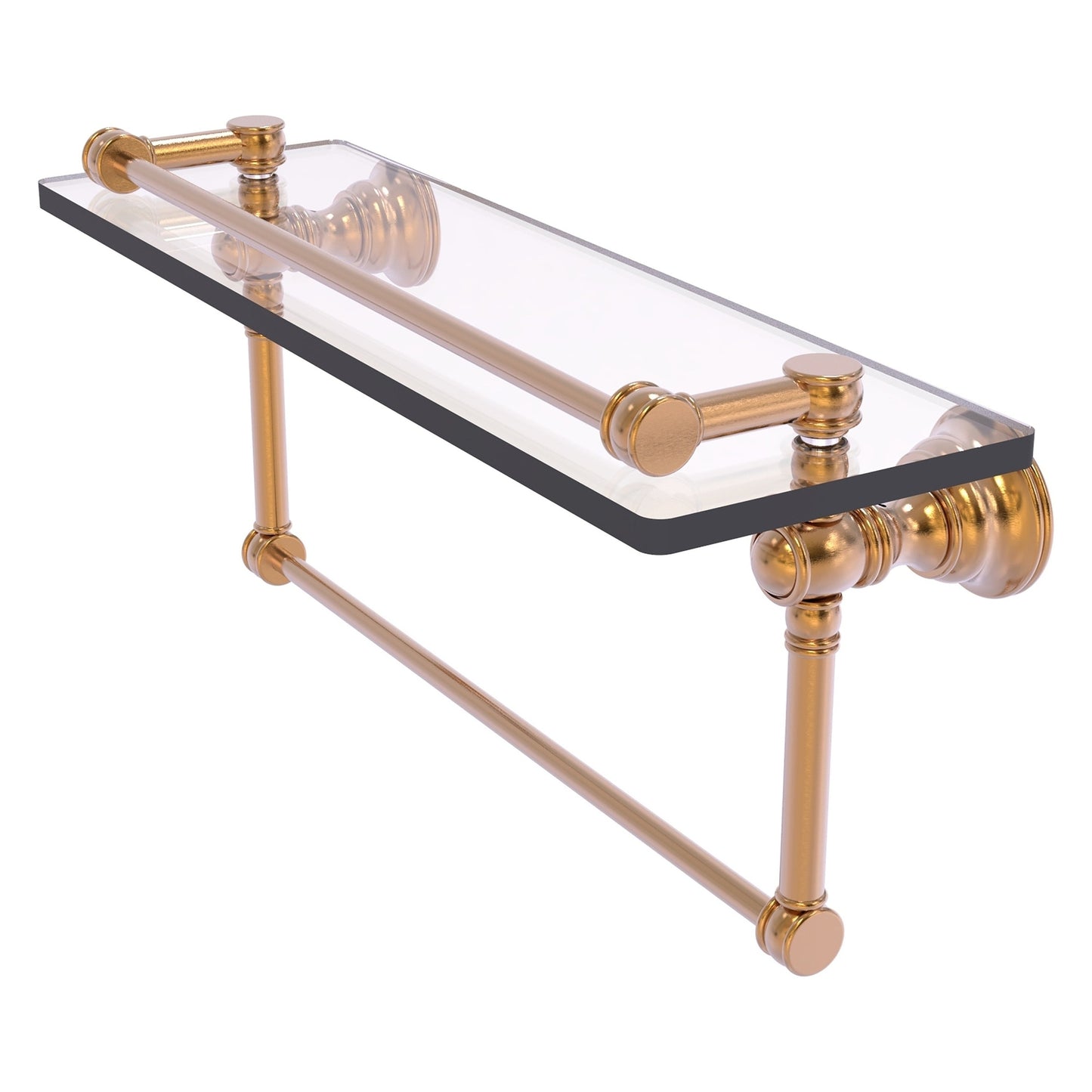 Allied Brass Carolina 16" x 5.54" Brushed Bronze Solid Brass Glass Shelf With Towel Bar