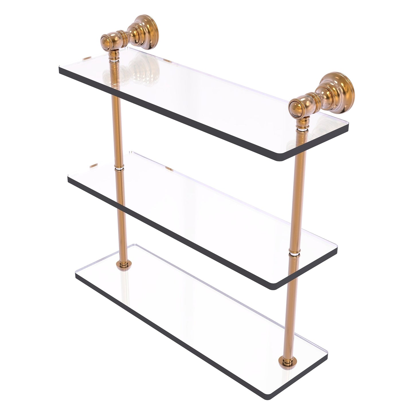 Allied Brass Carolina 16" x 5.54" Brushed Bronze Solid Brass Triple Glass Shelf