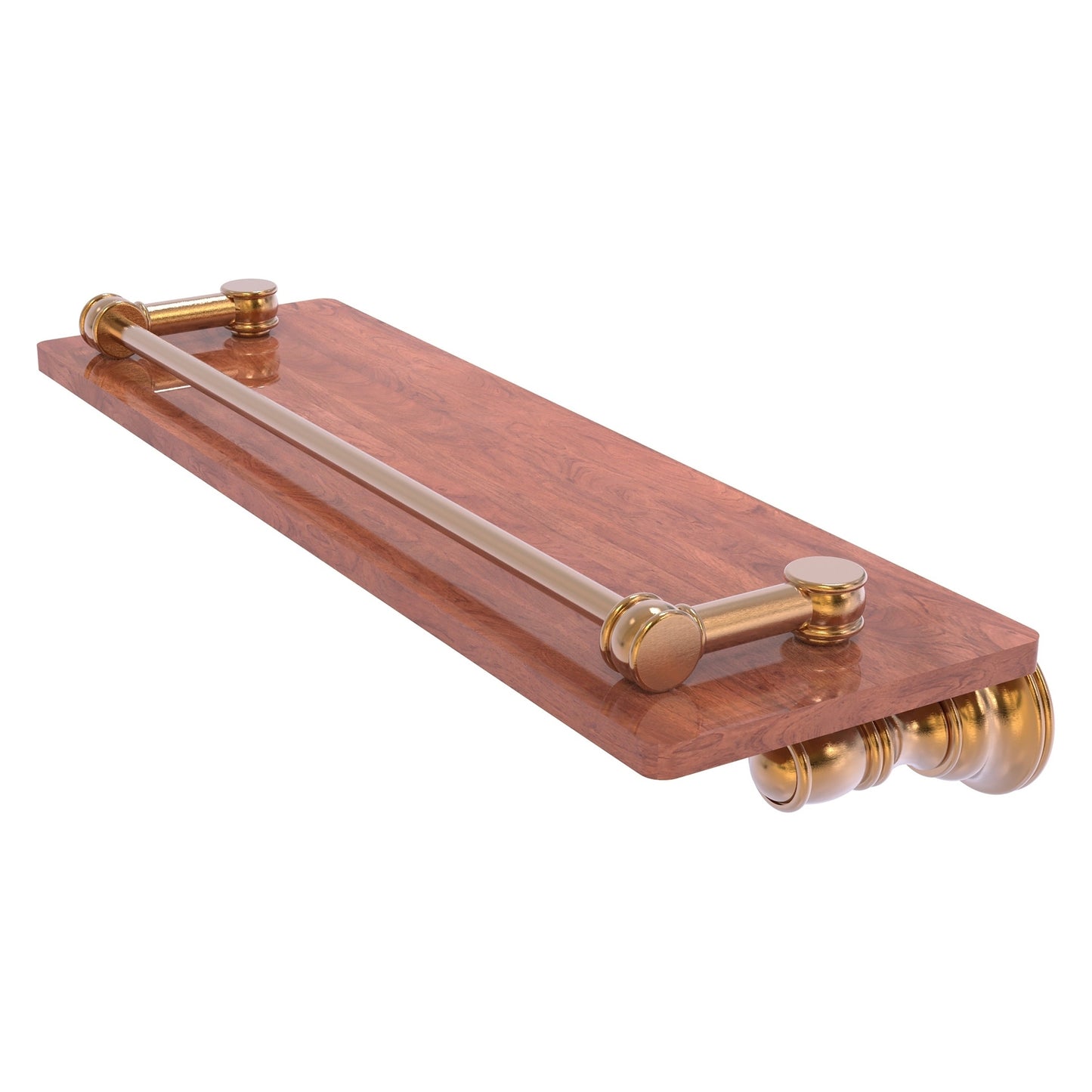 Allied Brass Carolina 16" x 5.54" Brushed Bronze Solid Brass Wood Shelf With Gallery Rail