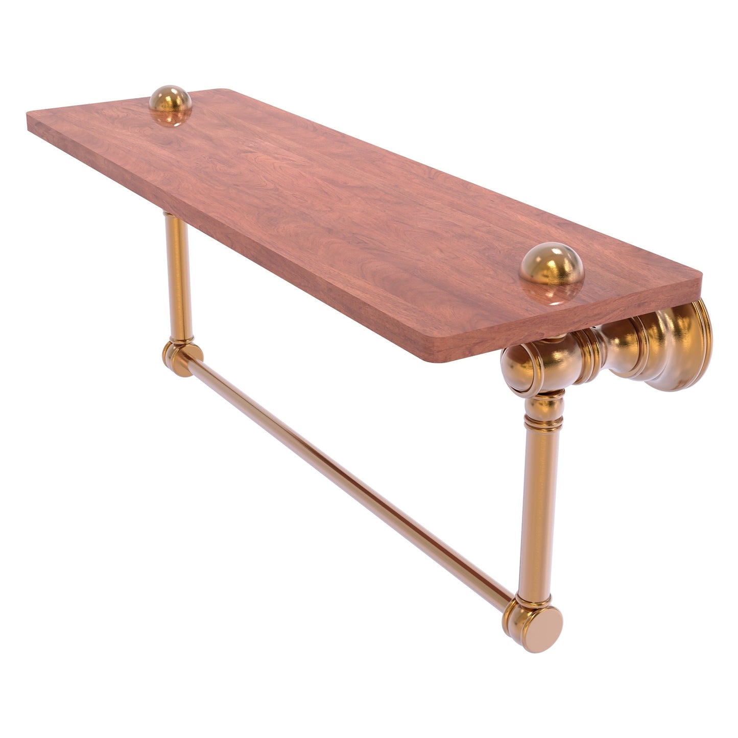 Allied Brass Carolina 16" x 5.54" Brushed Bronze Solid Brass Wood Shelf With Integrated Towel Bar