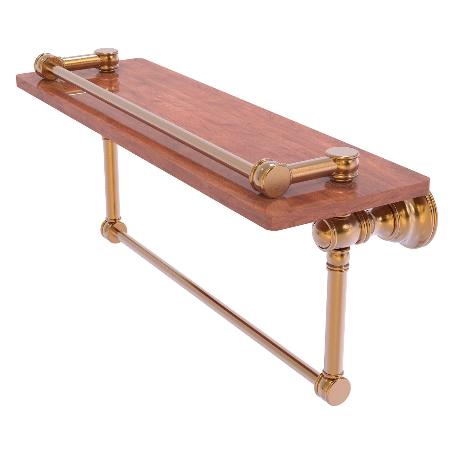 Allied Brass Carolina 16" x 5.54" Brushed Bronze Solid Brass Wood Shelf With Towel Bar
