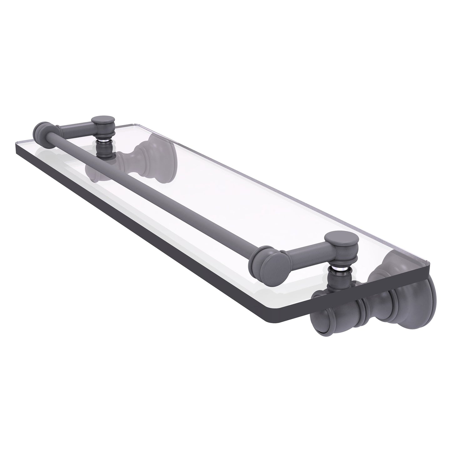 Allied Brass Carolina 16" x 5.54" Matte Gray Solid Brass Glass Shelf With Gallery Rail