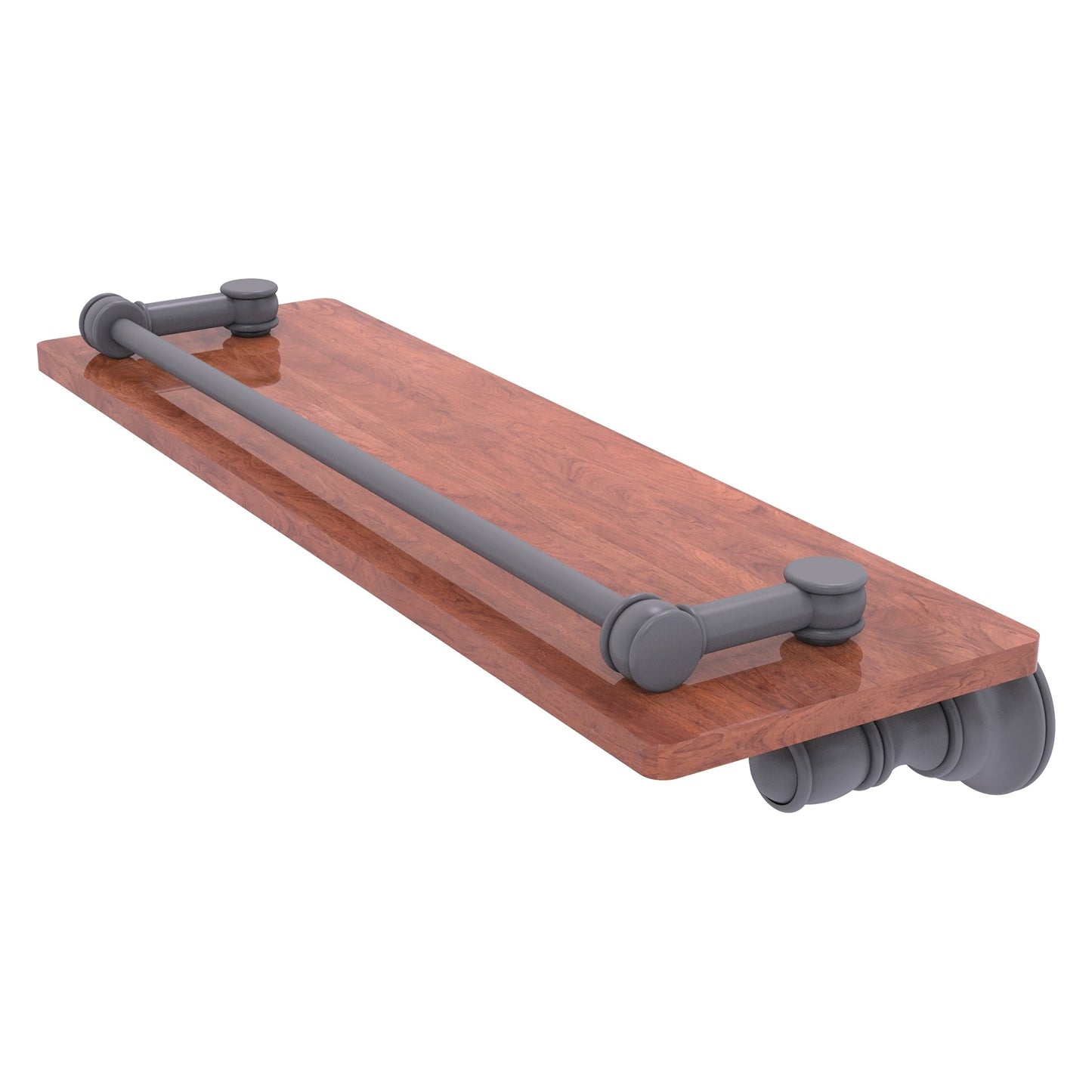 Allied Brass Carolina 16" x 5.54" Matte Gray Solid Brass Wood Shelf With Gallery Rail