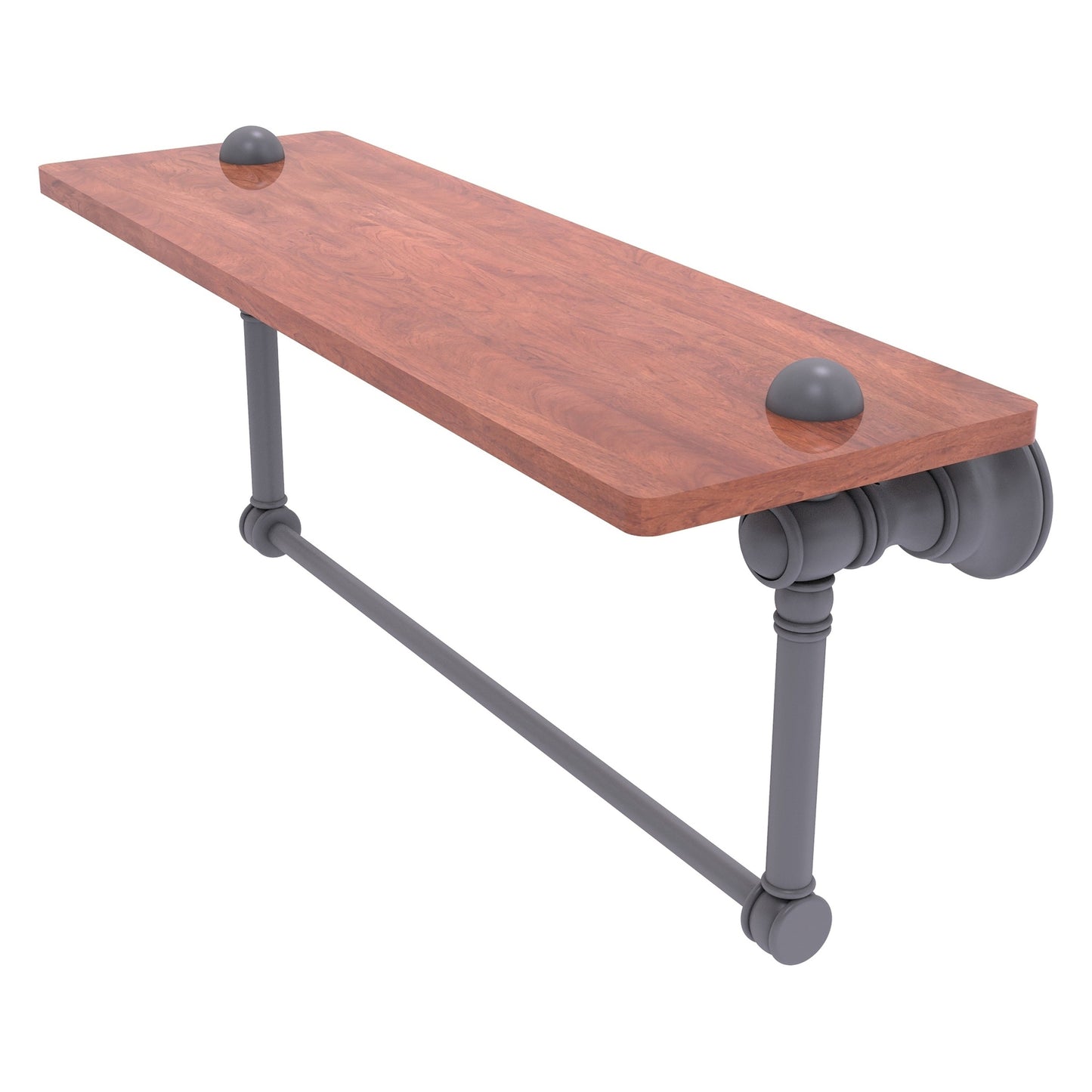 Allied Brass Carolina 16" x 5.54" Matte Gray Solid Brass Wood Shelf With Integrated Towel Bar