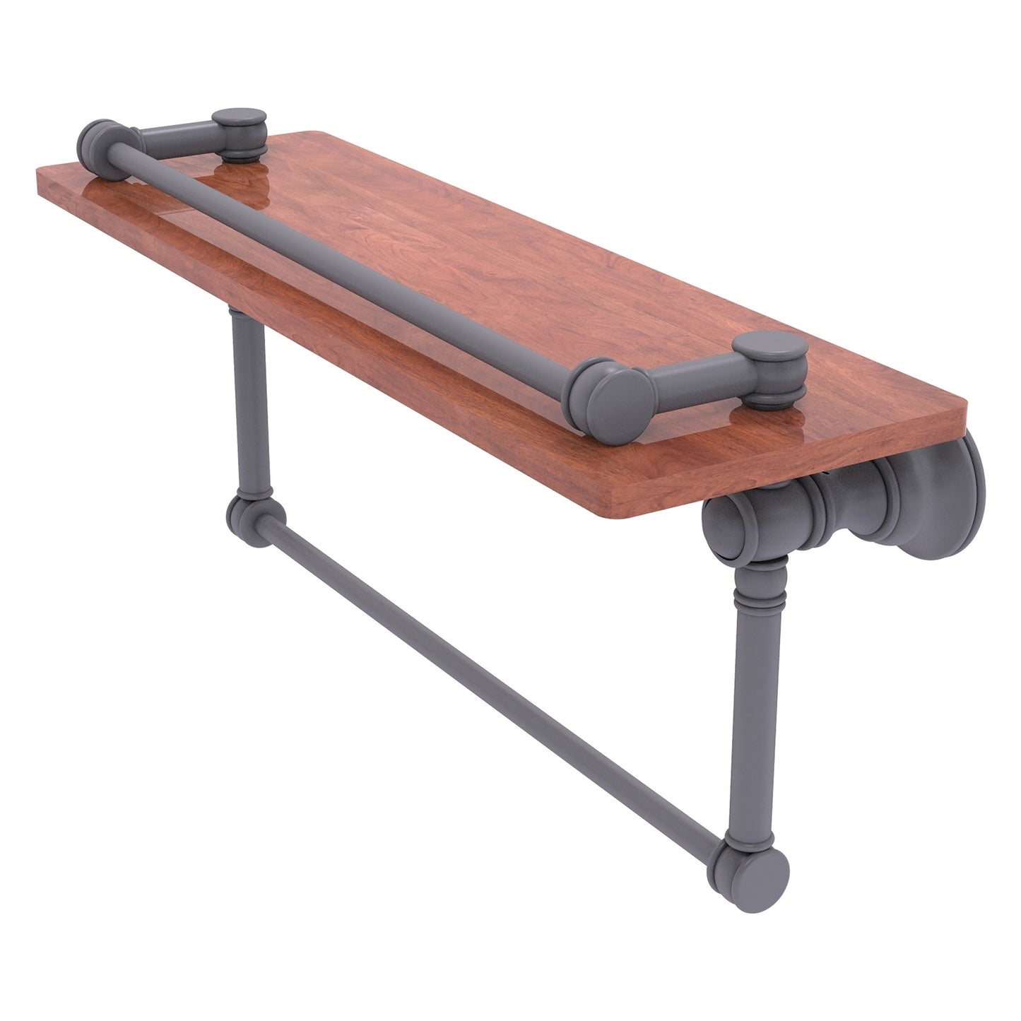 Allied Brass Carolina 16" x 5.54" Matte Gray Solid Brass Wood Shelf With Towel Bar