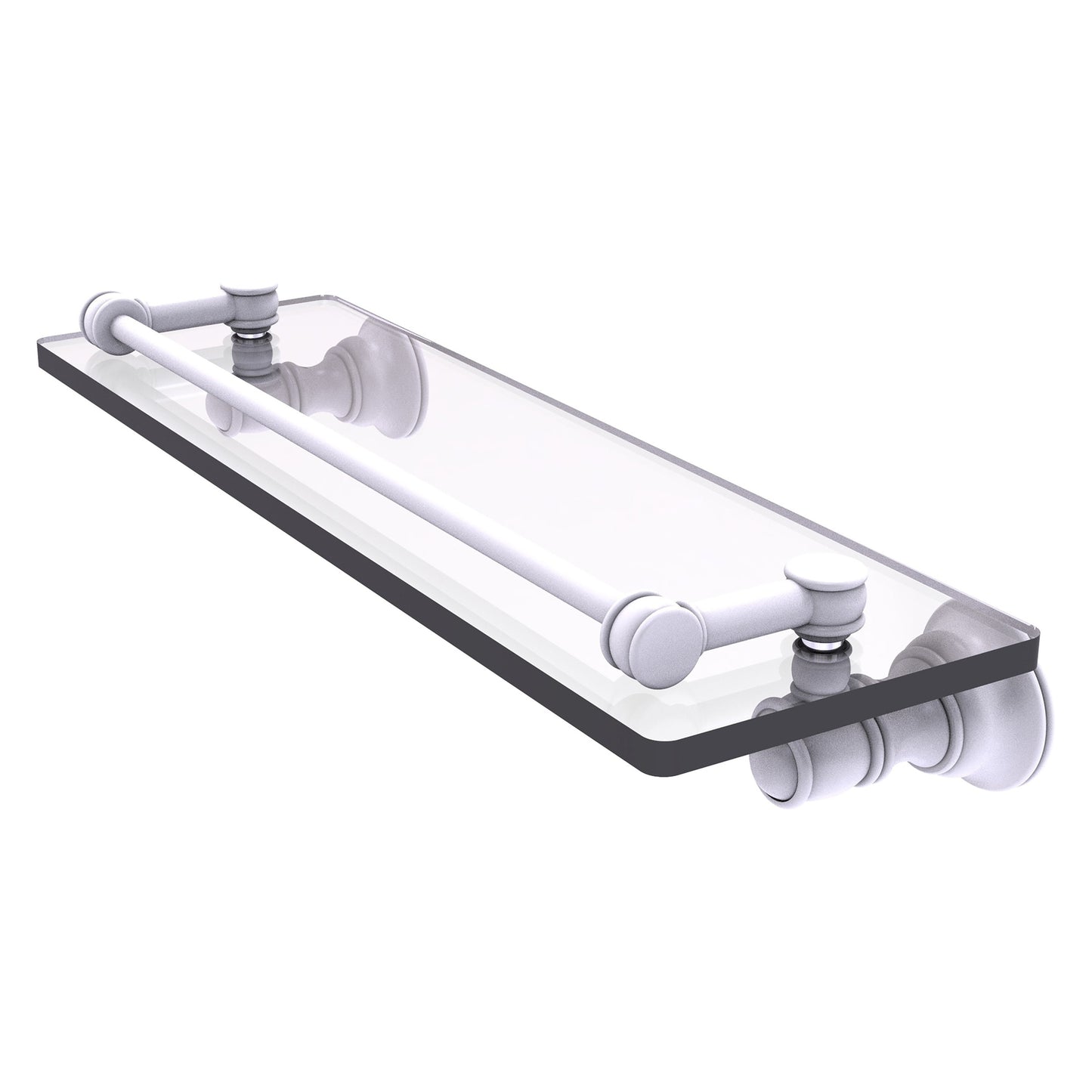 Allied Brass Carolina 16" x 5.54" Matte White Solid Brass Glass Shelf With Gallery Rail