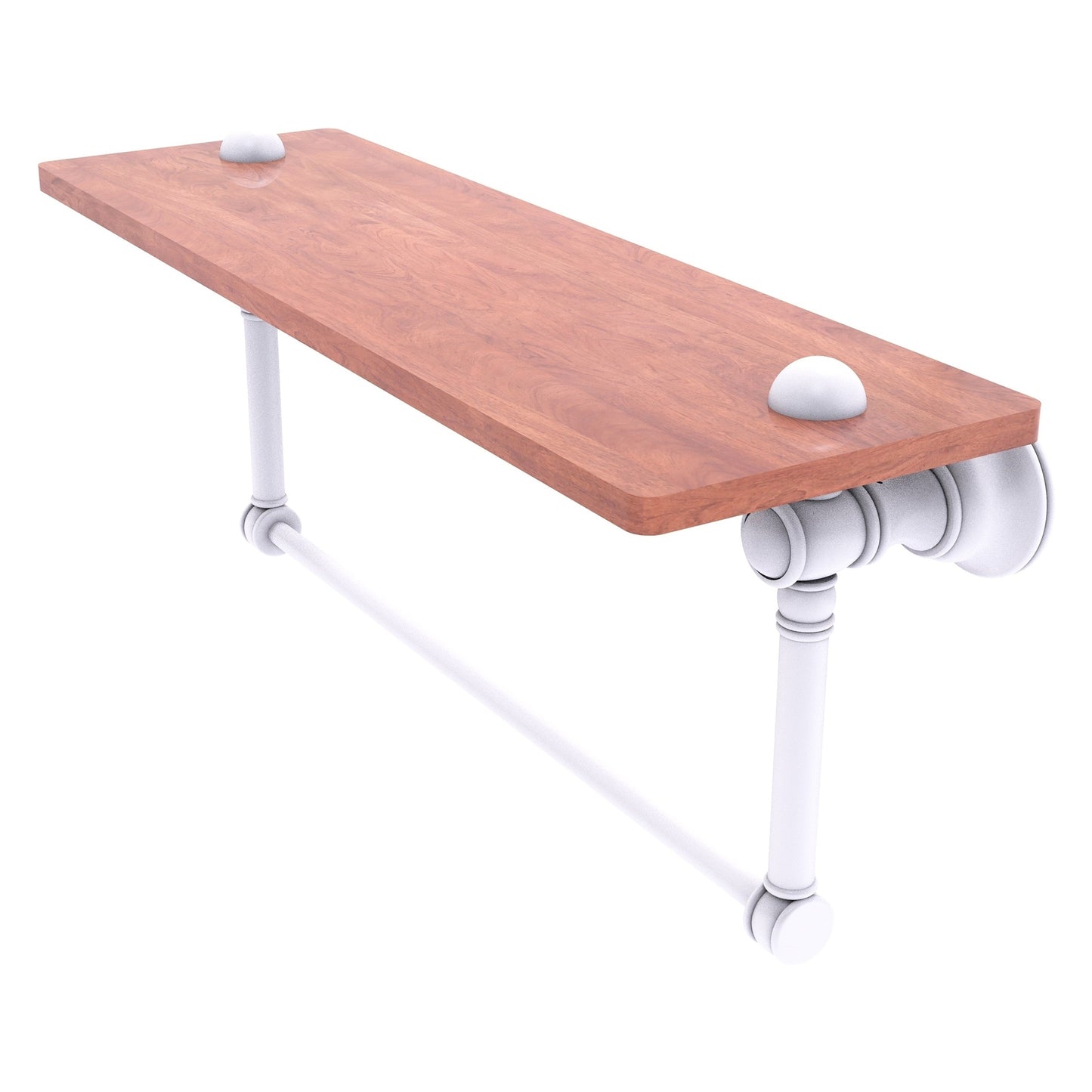 Allied Brass Carolina 16" x 5.54" Matte White Solid Brass Wood Shelf With Integrated Towel Bar