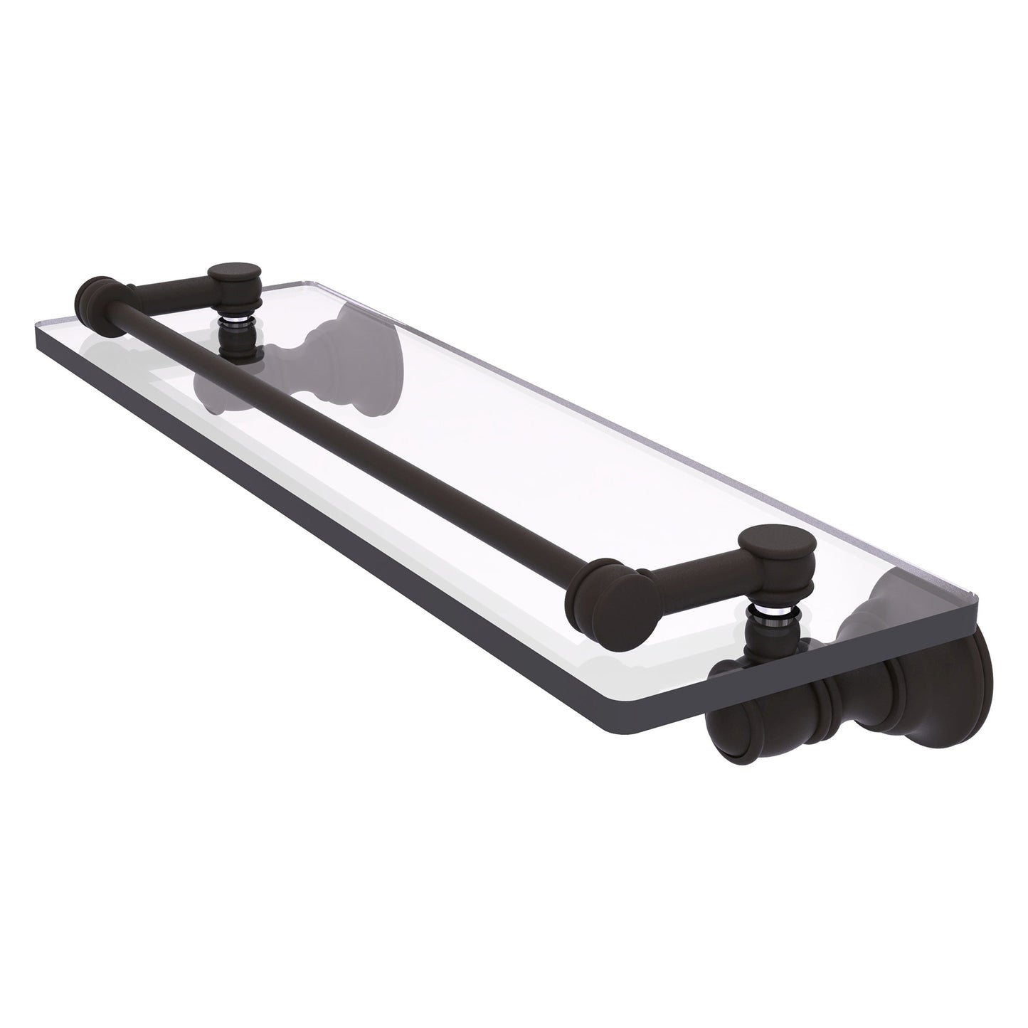 Allied Brass Carolina 16" x 5.54" Oil Rubbed Bronze Solid Brass Glass Shelf With Gallery Rail