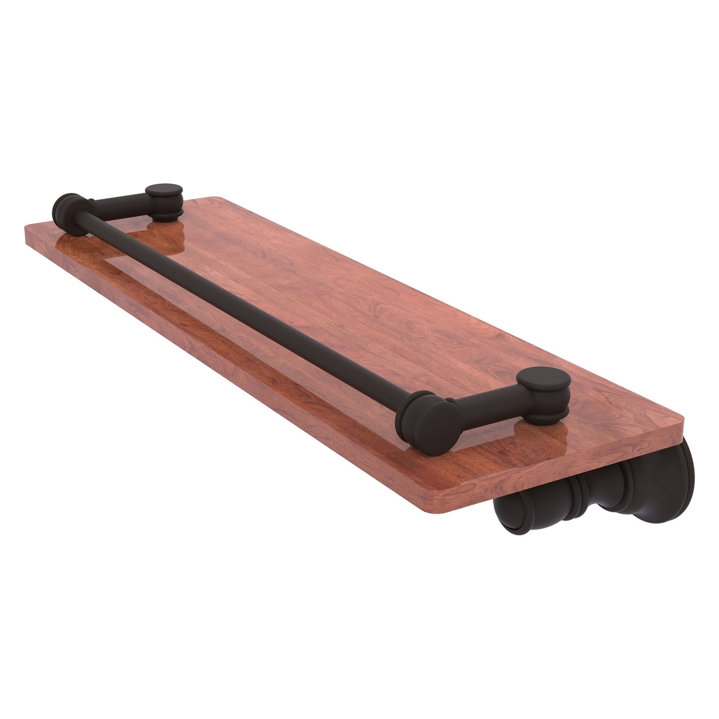 Allied Brass Carolina 16" x 5.54" Oil Rubbed Bronze Solid Brass Wood Shelf With Gallery Rail