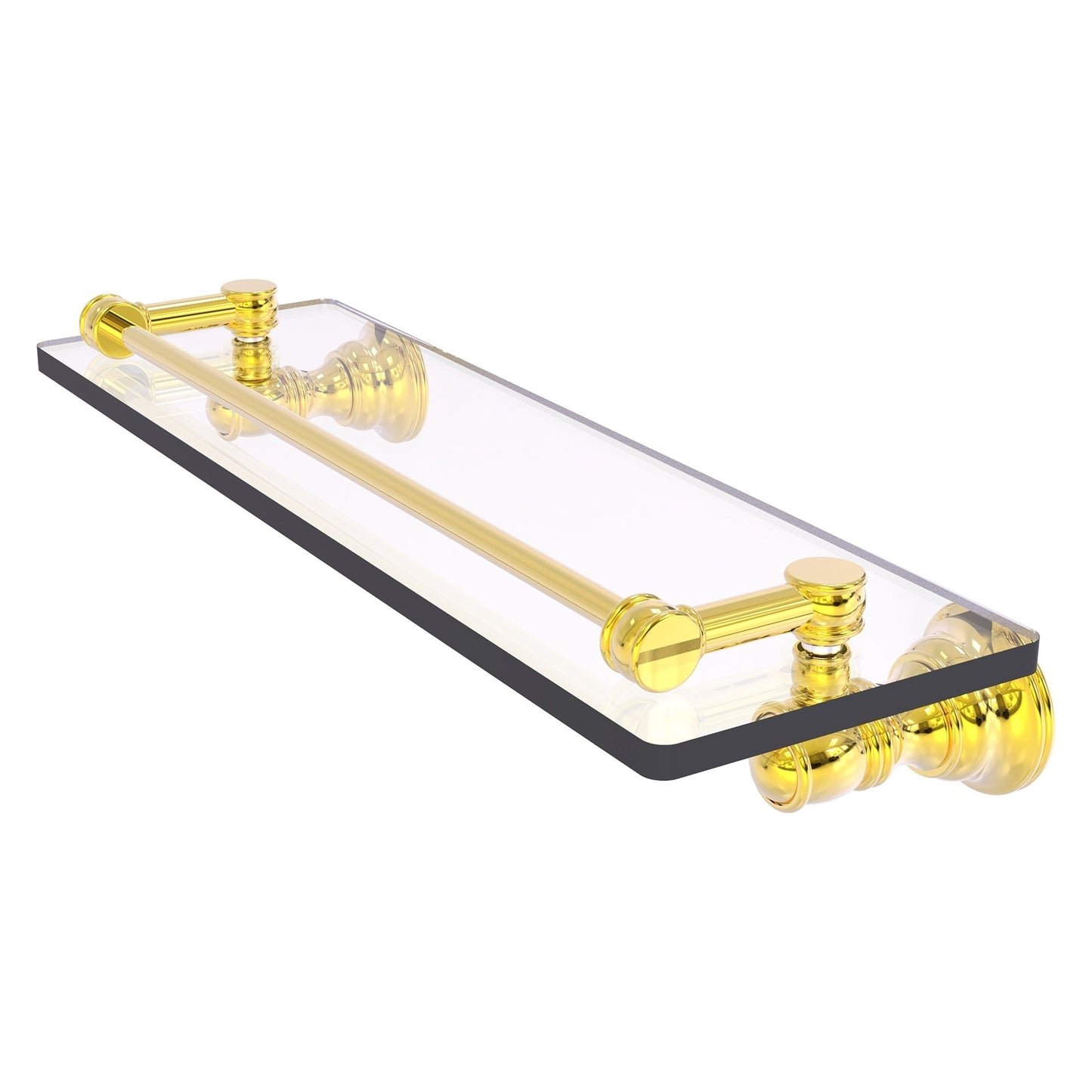 Allied Brass Carolina 16" x 5.54" Polished Brass Solid Brass Glass Shelf With Gallery Rail