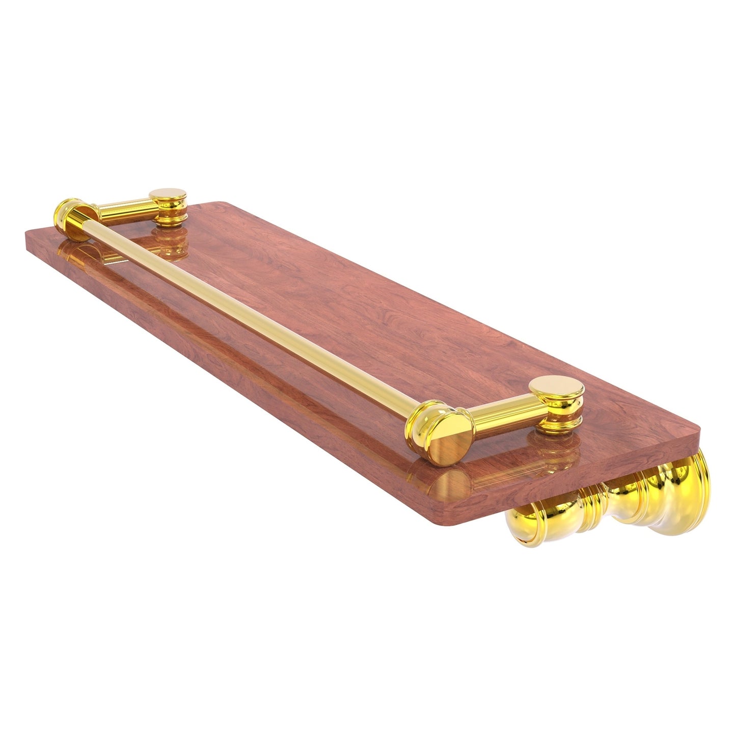 Allied Brass Carolina 16" x 5.54" Polished Brass Solid Brass Wood Shelf With Gallery Rail