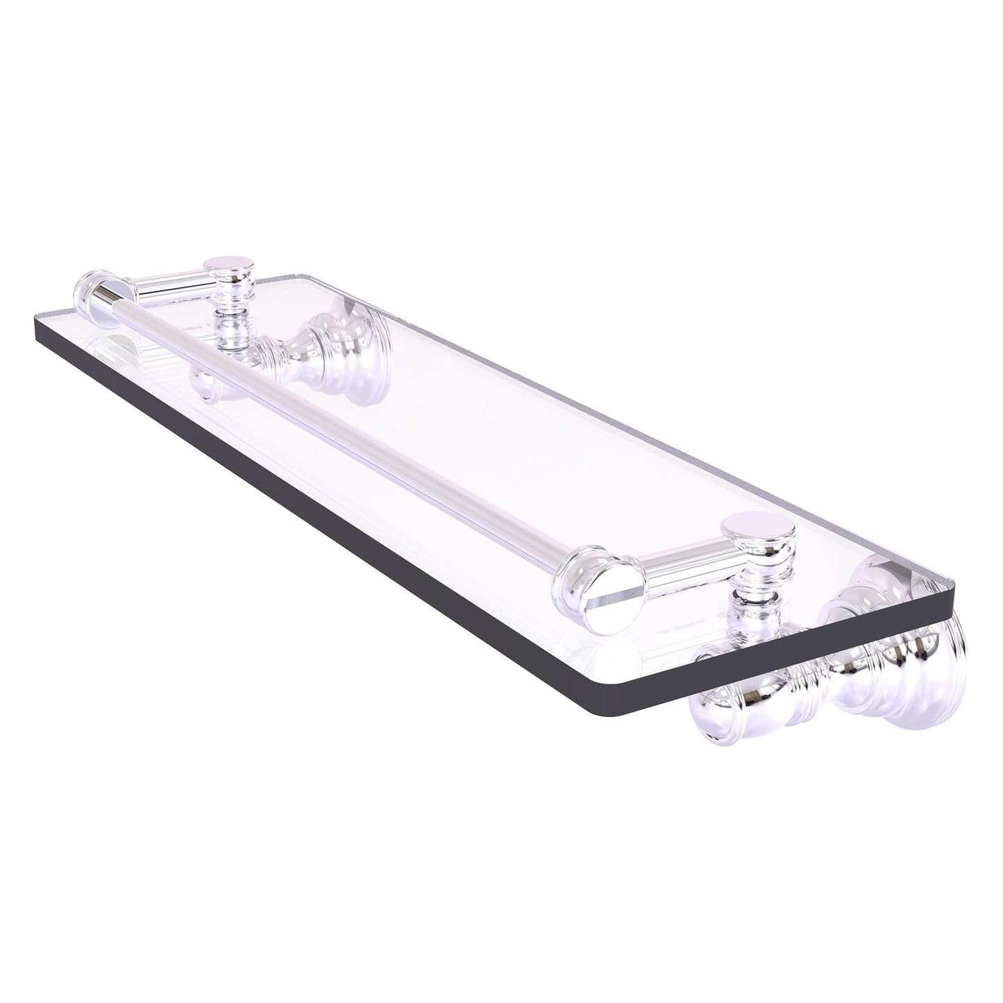 Allied Brass Carolina 16" x 5.54" Polished Chrome Solid Brass Glass Shelf With Gallery Rail