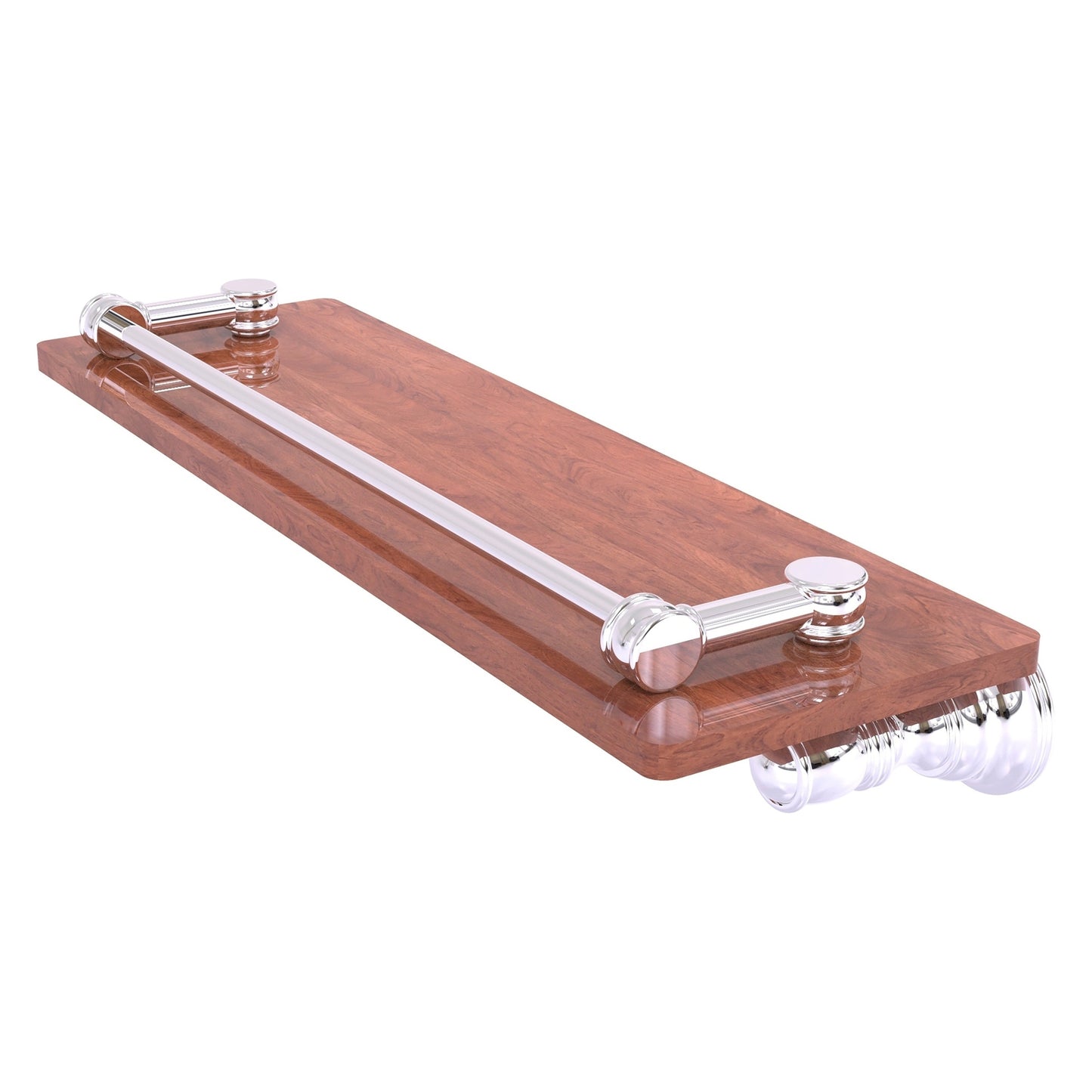 Allied Brass Carolina 16" x 5.54" Polished Chrome Solid Brass Wood Shelf With Gallery Rail