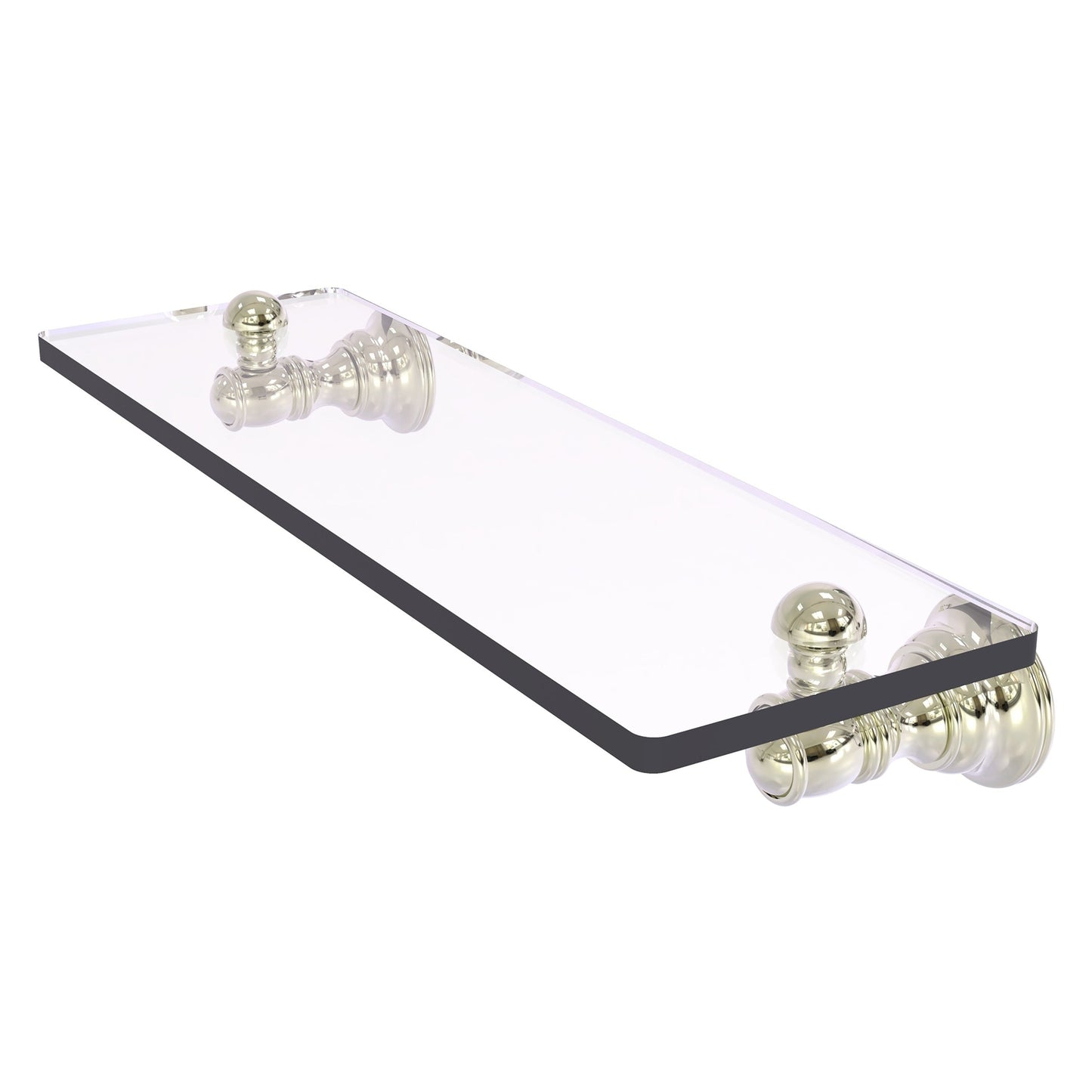 Allied Brass Carolina 16" x 5.54" Polished Nickel Solid Brass Glass Shelf