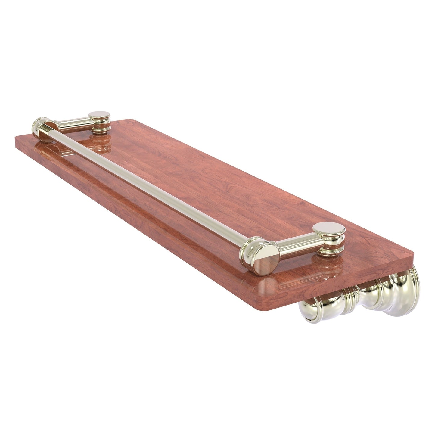 Allied Brass Carolina 16" x 5.54" Polished Nickel Solid Brass Wood Shelf With Gallery Rail