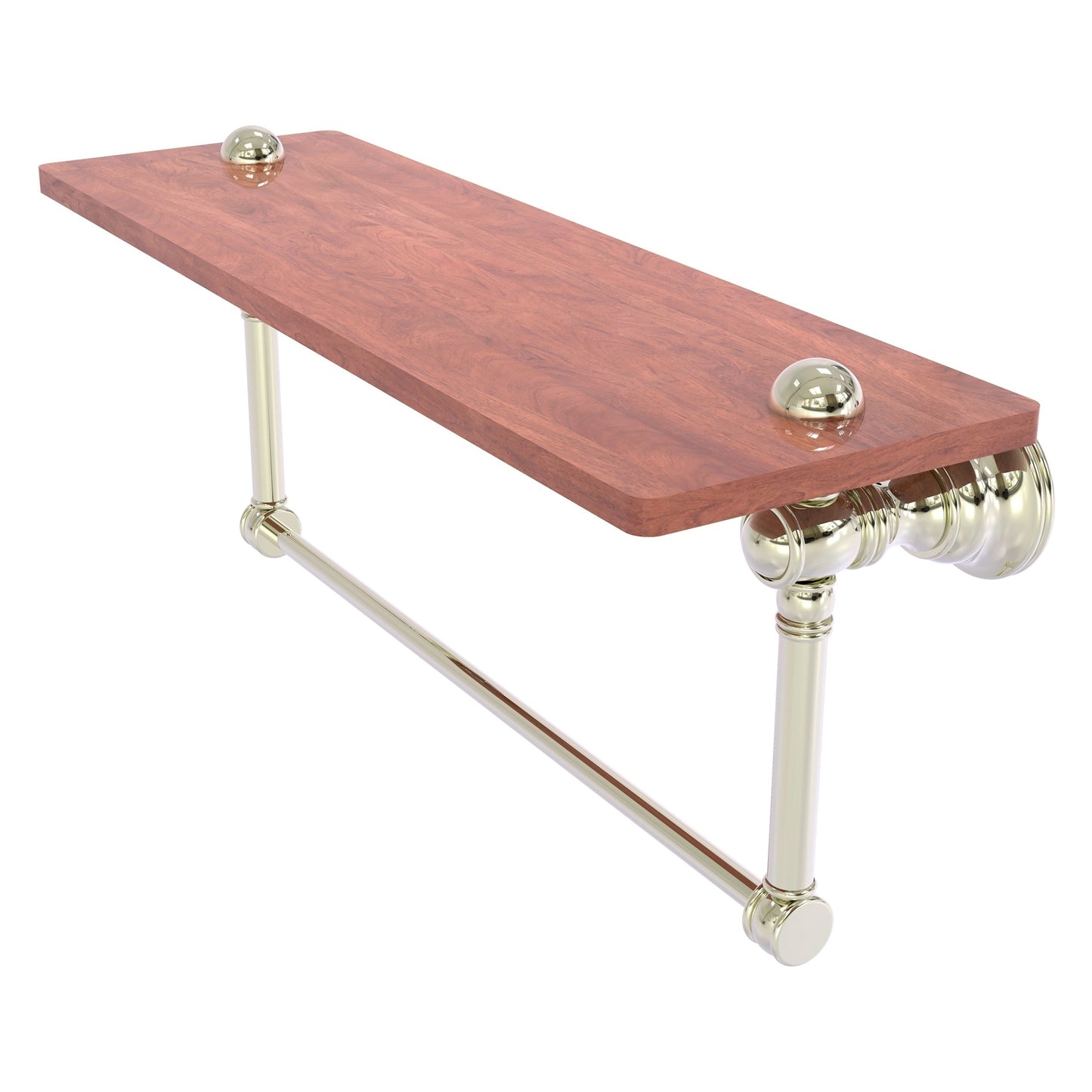 Allied Brass Carolina 16" x 5.54" Polished Nickel Solid Brass Wood Shelf With Integrated Towel Bar