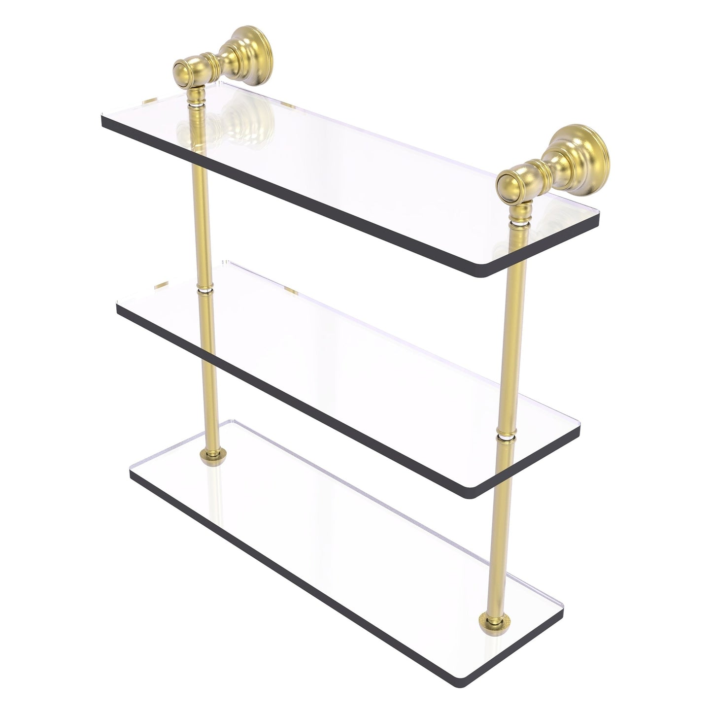 Allied Brass Carolina 16" x 5.54" Satin Brass Solid Brass Triple Glass Shelf