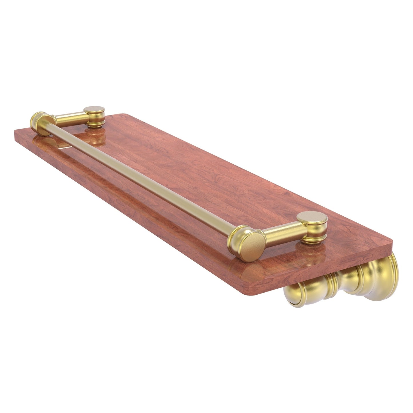 Allied Brass Carolina 16" x 5.54" Satin Brass Solid Brass Wood Shelf With Gallery Rail