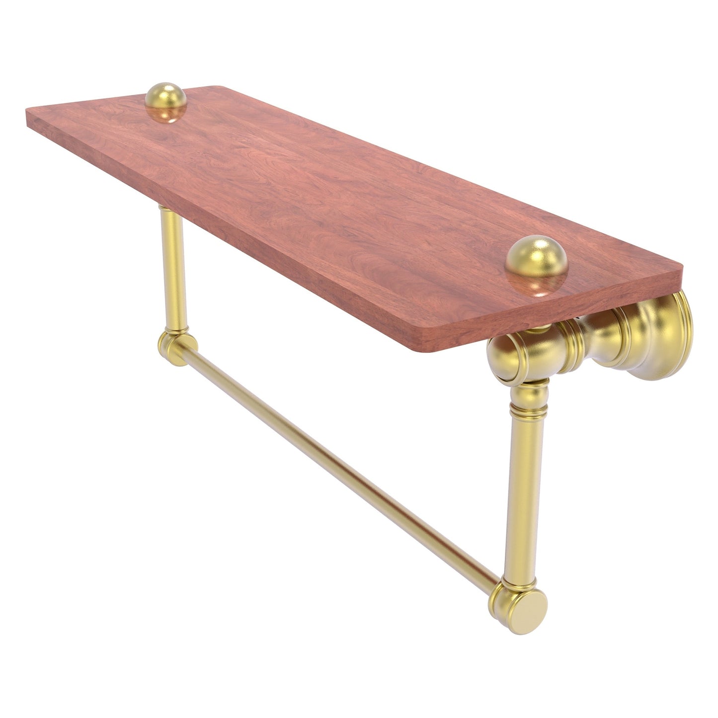 Allied Brass Carolina 16" x 5.54" Satin Brass Solid Brass Wood Shelf With Integrated Towel Bar