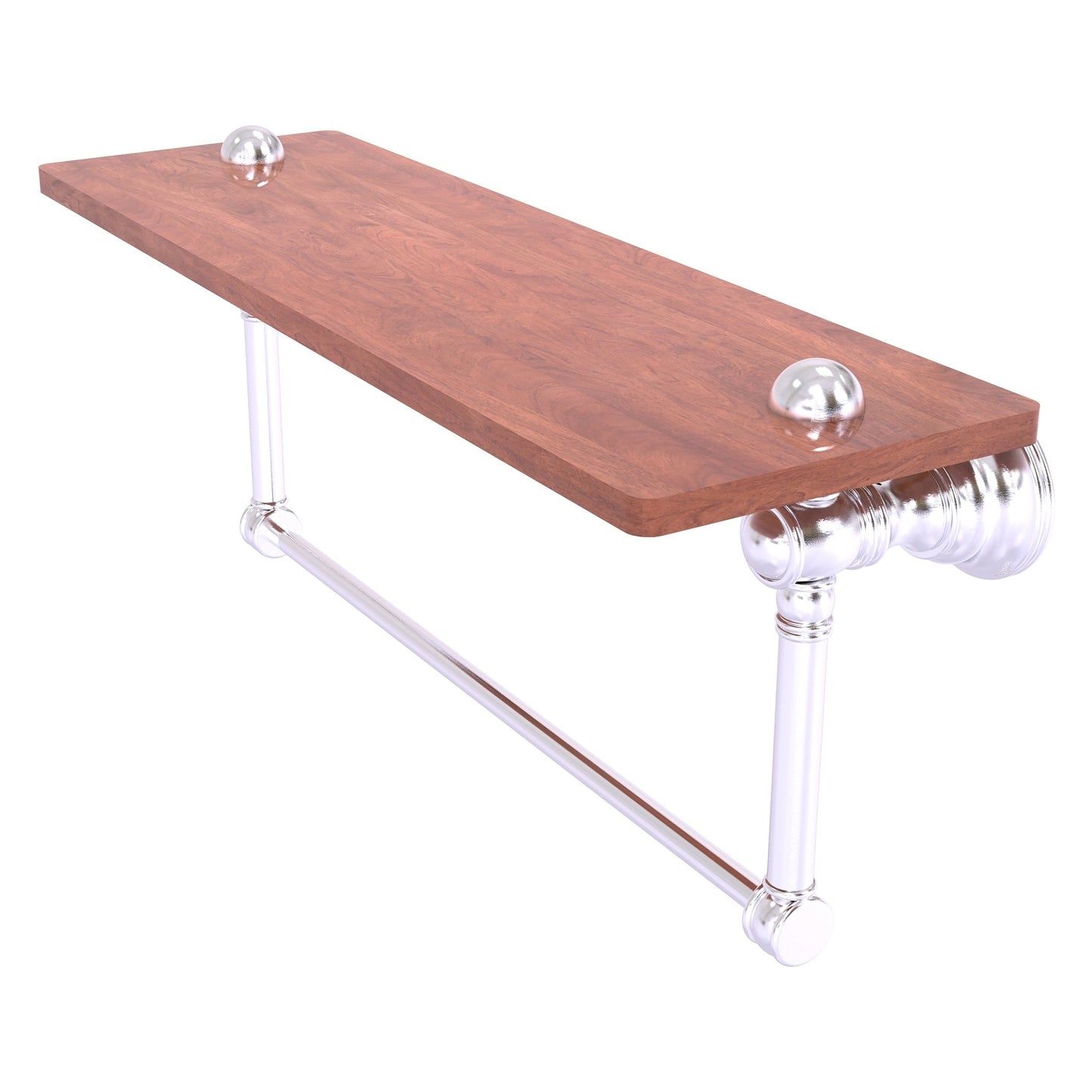 Allied Brass Carolina 16" x 5.54" Satin Chrome Solid Brass Wood Shelf With Integrated Towel Bar