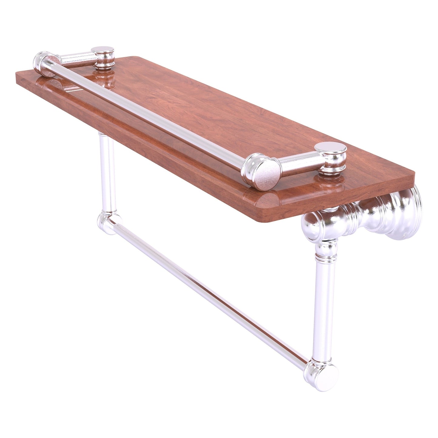 Allied Brass Carolina 16" x 5.54" Satin Chrome Solid Brass Wood Shelf With Towel Bar