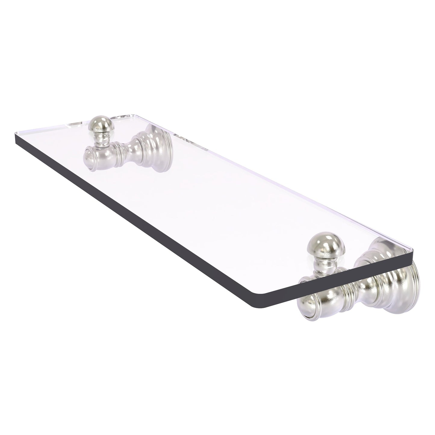 Allied Brass Carolina 16" x 5.54" Satin Nickel Solid Brass Glass Shelf