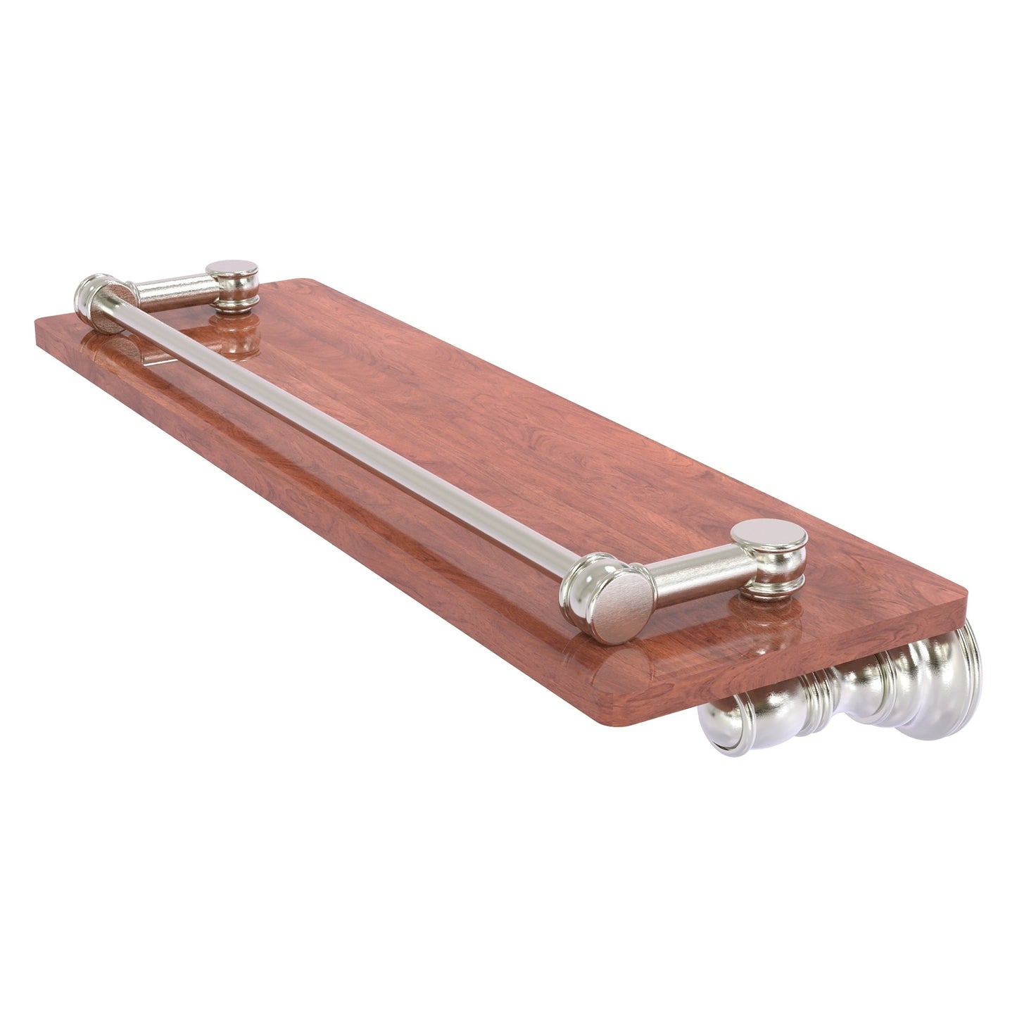 Allied Brass Carolina 16" x 5.54" Satin Nickel Solid Brass Wood Shelf With Gallery Rail