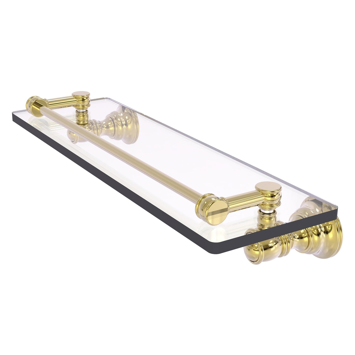 Allied Brass Carolina 16" x 5.54" Unlacquered Brass Solid Brass Glass Shelf With Gallery Rail
