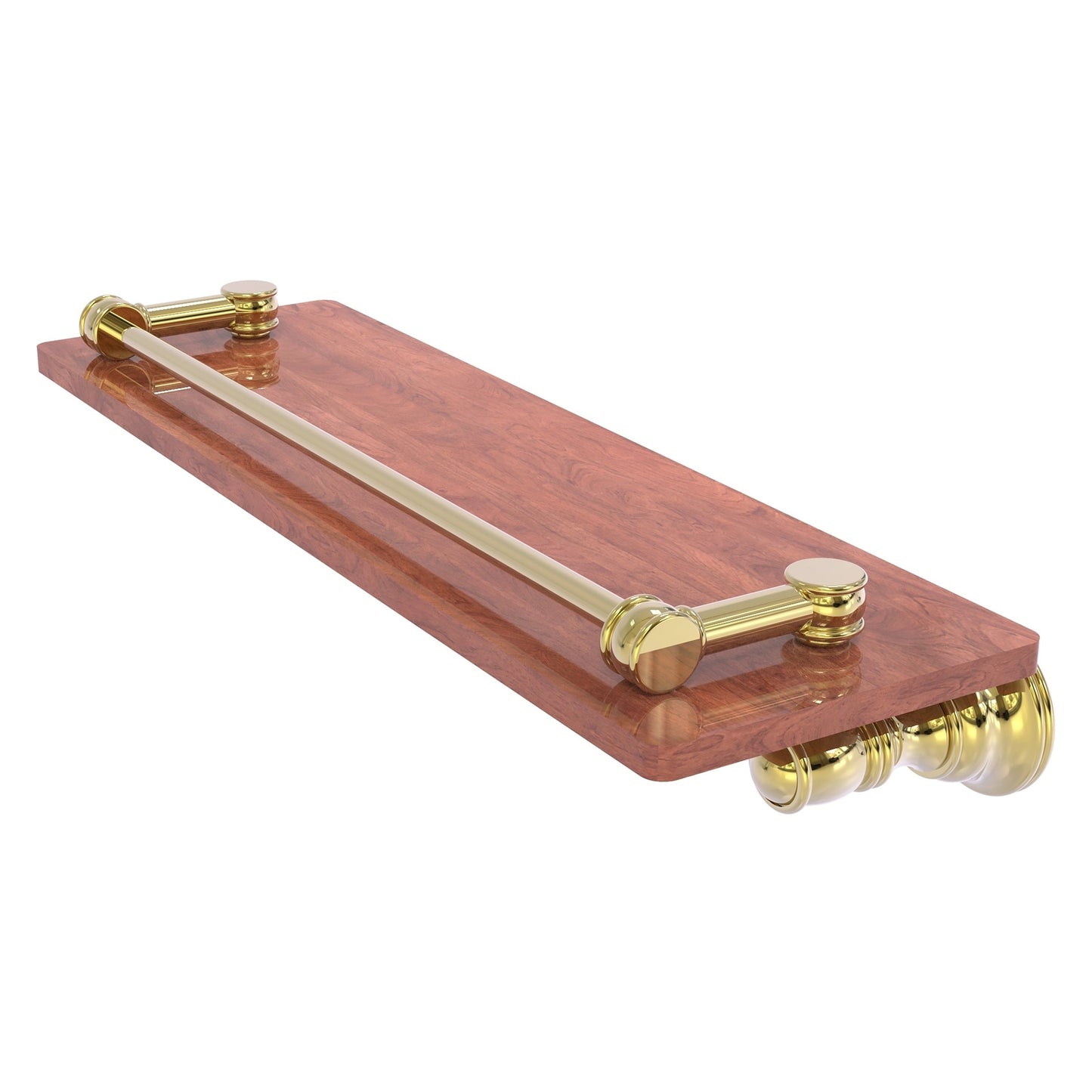 Allied Brass Carolina 16" x 5.54" Unlacquered Brass Solid Brass Wood Shelf With Gallery Rail