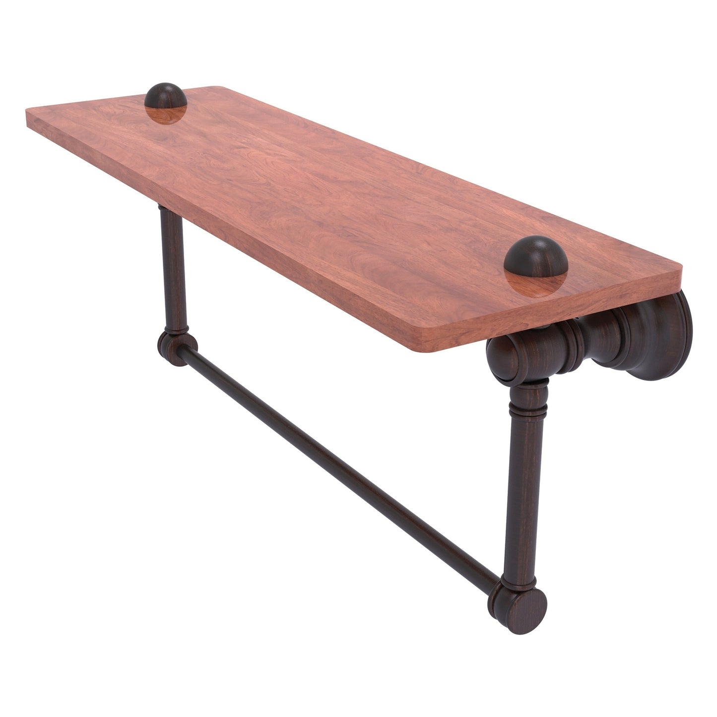 Allied Brass Carolina 16" x 5.54" Venetian Bronze Solid Brass Wood Shelf With Integrated Towel Bar