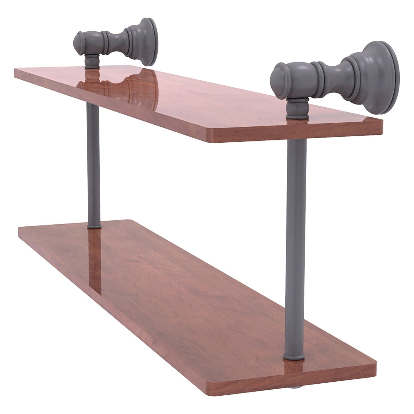 Allied Brass Carolina 16" x 5.6" Matte Gray Solid Brass Two-Tiered Wood Shelf